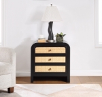 Picture of 3 Drawer White/Black/Natural Finish Night Stand