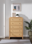 Picture of 32"W x 50"H Five Drawer White/Black/Natural Finish Chest