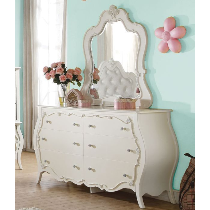 Picture of Wood 6 Drawer Dresser and Mirror