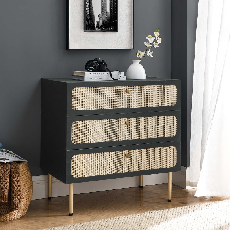 Picture of 19"L x 31.5"H Black 3 or 5 Drawer Chest