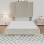 Picture of Upholstered bed with Wave Headboard