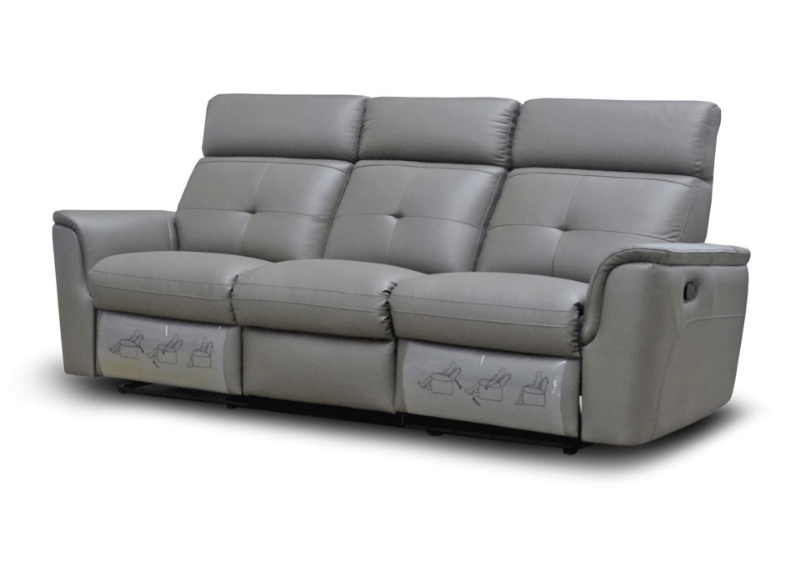 Picture of Top grain Genuine Leather Manual Recliner Dark Grey Sofa