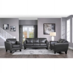 Picture of Genuine leather Black Sofa, Loveseat and Chair