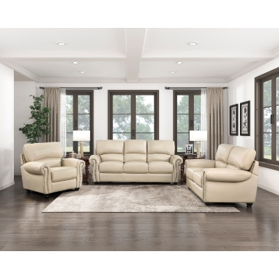 Show details for Genuine Leather Sofa, Loveseat and Chair Picture of Genuine Leather Sofa, Loveseat and Chair