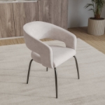 Picture of Dining Chair Upholstered in Velvet with Open Curved Backrest in Black Iron