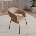 Picture of Dining Chair Upholstered in Velvet with Open Curved Backrest in Black Iron