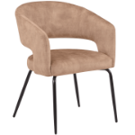 Picture of Dining Chair Upholstered in Velvet with Open Curved Backrest in Black Iron
