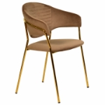 Picture of Dining Chair Upholsted in Velvet in Gold Stainless Steel
