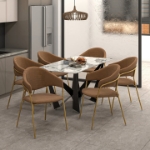 Picture of Dining Chair Upholsted in Velvet in Gold Stainless Steel