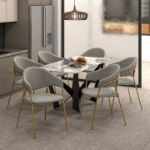Picture of Dining Chair Upholsted in Velvet in Gold Stainless Steel