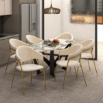 Picture of Dining Chair Upholsted in Velvet in Gold Stainless Steel