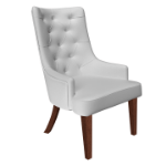 Picture of Dining Chair in Leather with Diamond-Tufted Design and Rubberwood Legs