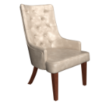Picture of Dining Chair in Leather with Diamond-Tufted Design and Rubberwood Legs
