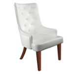 Picture of Dining Chair in Leather with Diamond-Tufted Design and Rubberwood Legs