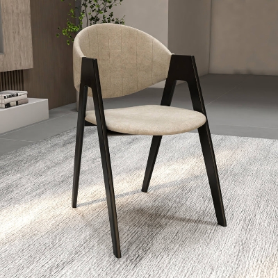 Show details for Dining Chair in Leather/Polyester with Curved and Open-Back Design Picture of Dining Chair in Leather/Polyester with Curved and Open-Back Design