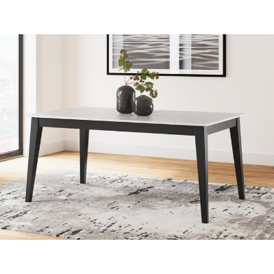 Show details for 66.25" Rectangular Dining Room Table with White faux marble top Picture of 66.25" Rectangular Dining Room Table with White faux marble top