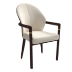 Picture of Dining Chair in Leather Upholstery with Rubberwood Frame with Gold Accents