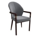 Picture of Dining Chair in Leather Upholstery with Rubberwood Frame with Gold Accents