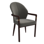 Picture of Dining Chair in Leather Upholstery with Rubberwood Frame with Gold Accents