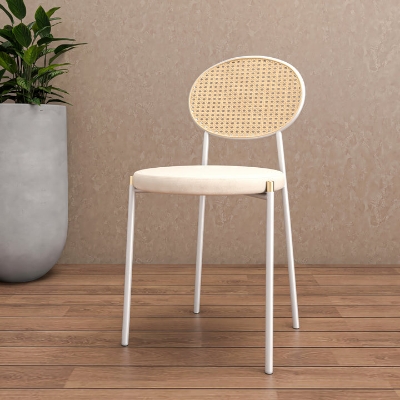 Show details for Dining Chair with Rattan Back and Stainless Steel Legs Picture of Dining Chair with Rattan Back and Stainless Steel Legs