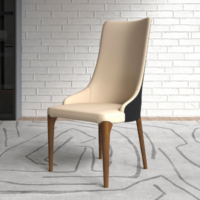 Show details for Dining Chair with a Leather/Velvet Seat and a Two-Tone Color Design Backrest in Ash Wood Picture of Dining Chair with a Leather/Velvet Seat and a Two-Tone Color Design Backrest in Ash Wood