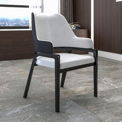 Show details for Dining Chair Upholstered in Leather with Curved Open Back Design and Rubberwood Frame Picture of Dining Chair Upholstered in Leather with Curved Open Back Design and Rubberwood Frame