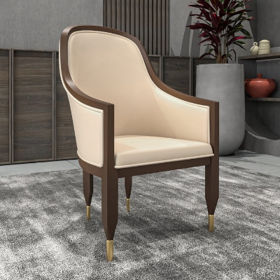Show details for Dining Chair with Arms and Gold Metal Caps with Rubberwood Frame and Legs Picture of Dining Chair with Arms and Gold Metal Caps with Rubberwood Frame and Legs
