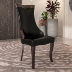 Picture of Dining Side Chair Upholstered in Leather with Rubberwood Legs
