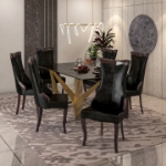 Picture of Dining Side Chair Upholstered in Leather with Rubberwood Legs
