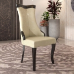Picture of Dining Side Chair Upholstered in Leather with Rubberwood Legs