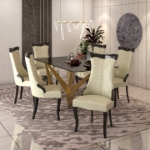 Picture of Dining Side Chair Upholstered in Leather with Rubberwood Legs