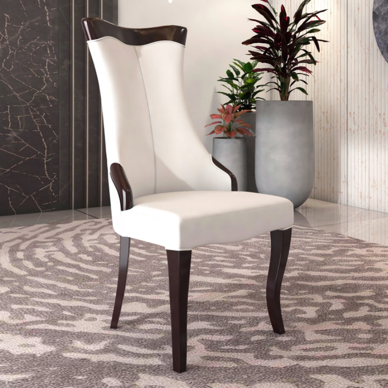 Picture of Dining Side Chair Upholstered in Leather with Rubberwood Legs