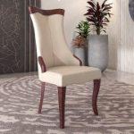 Picture of Dining Side Chair Upholstered in Leather with Rubberwood Legs