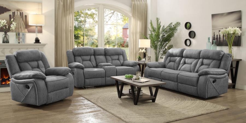 Picture of Reclining Sofa, Loveseat and Recliner Chair in Grey