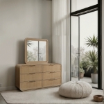 Picture of Solid Wood Brown or Natural Finish Dresser and Mirrors