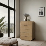 Picture of 34.5"W x 48"H Solid Wood Brown or Natural Finish Chest