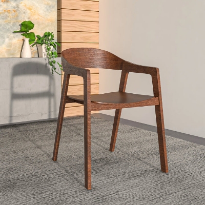 Show details for Dining Chairs in Sturdy Oak Wood with Open Back Design and Armrests Picture of Dining Chairs in Sturdy Oak Wood with Open Back Design and Armrests