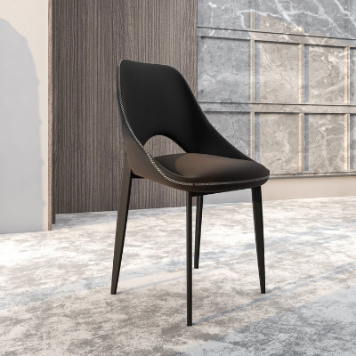 Show details for Dining Chair with a Curved Open Back Design in Black Iron Picture of Dining Chair with a Curved Open Back Design in Black Iron