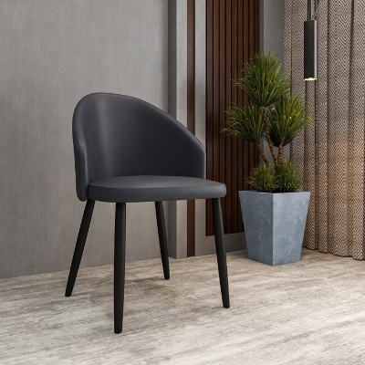 Show details for Dining Chairs Leather Seat and Curved Back with Oak Wood Legs Picture of Dining Chairs Leather Seat and Curved Back with Oak Wood Legs
