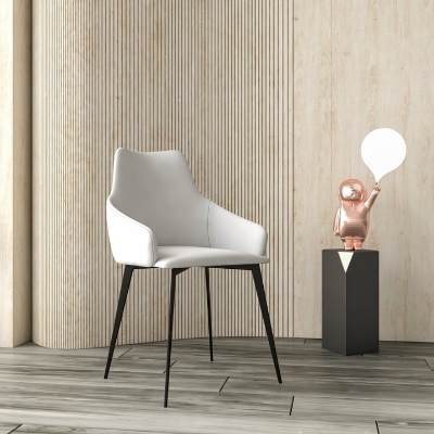 Show details for Dining Chair Ergonomic Design with Upholstered Seating and Sturdy Iron Legs Picture of Dining Chair Ergonomic Design with Upholstered Seating and Sturdy Iron Legs