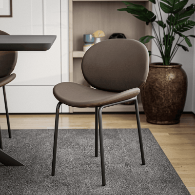 Show details for Dining Side Chair with Upholstered Seat and Powder Coated Iron Frame Picture of Dining Side Chair with Upholstered Seat and Powder Coated Iron Frame