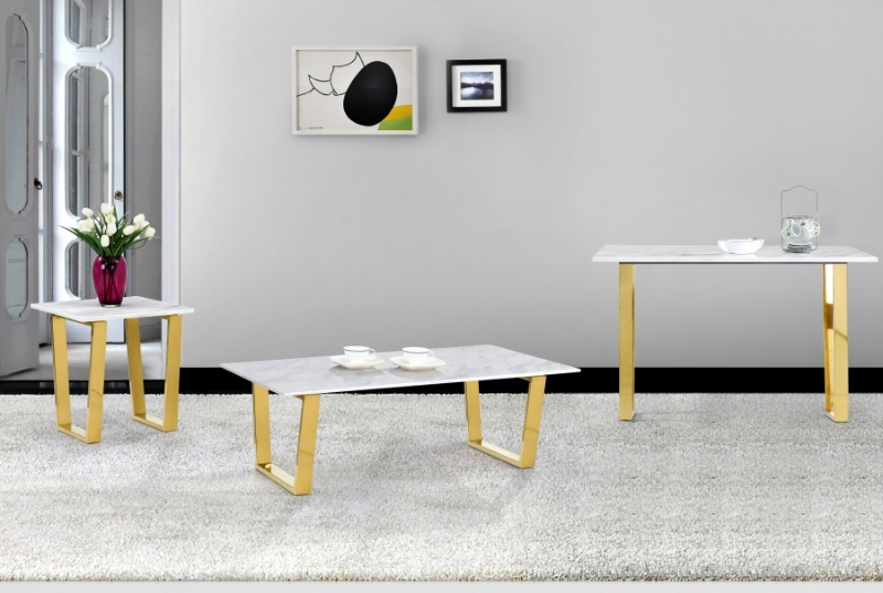 Picture of 48"/20" Gold Coffee Table and Gold Console Table