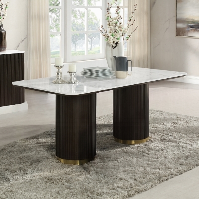 Show details for 71" Rectangular Dining Table w/Marble Top Picture of 71" Rectangular Dining Table w/Marble Top