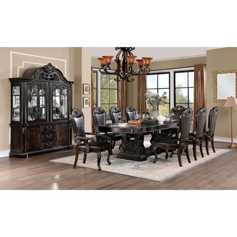 Picture of 7pcs, 9pcs, 11pcs or 13pcs, Walnut/Dark Brown Faux Wood Dining room set