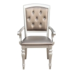 Picture of Wood frame Silver finish Faux leather upholstery Side Chairs and Arm Chairs