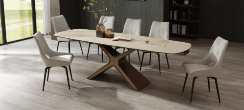 Picture of 7pcs, 9pcs, 11pcs Or 13pcs Glossy beige ceramic Dining Room Set