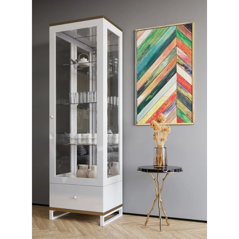 Picture of White/Black China Glass Cabinet 24"W x 18"D x 75"H