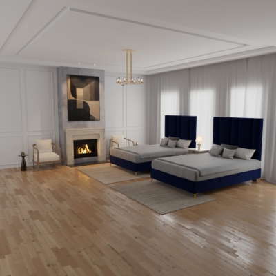 Show details for Upholstered bed with Prestige Headboard Picture of Upholstered bed with Prestige Headboard