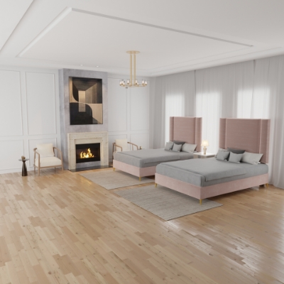 Show details for Upholstered bed with Apex Headboard Picture of Upholstered bed with Apex Headboard
