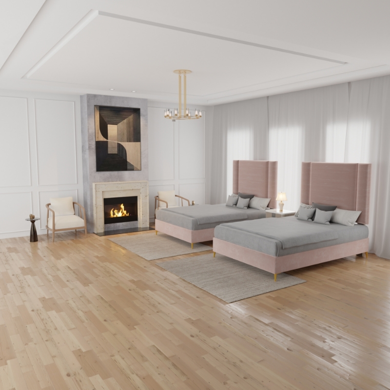 Picture of Upholstered bed with Apex Headboard